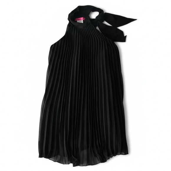 MORGAN & CO Black Pleated Sleeveless Lined Dress - Size 7/8 - Picture 2 of 7